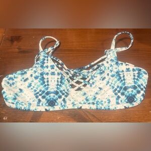 Hollister Blue and White Swim Top